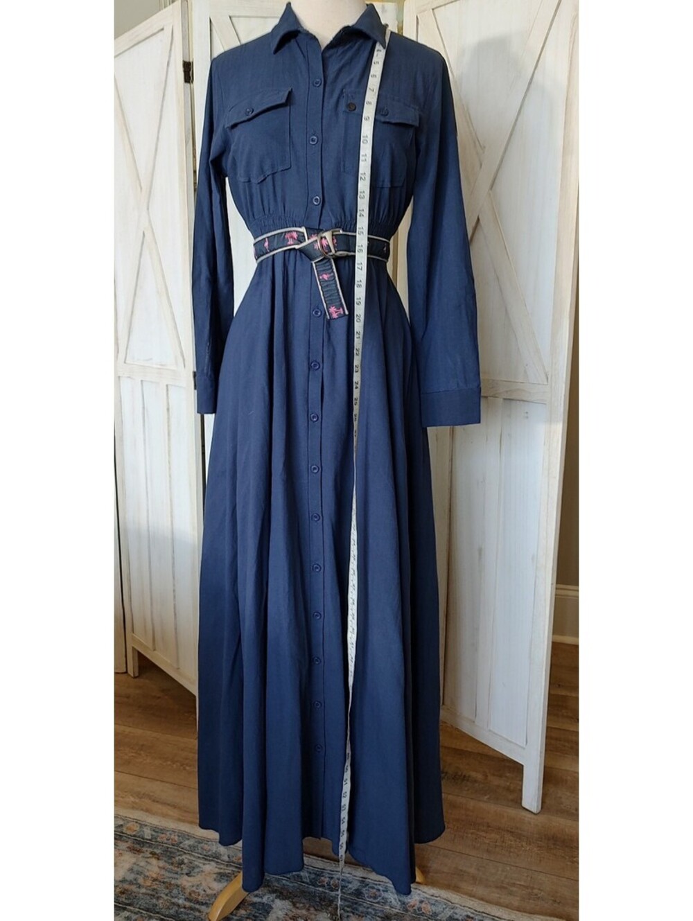 Navy Blue Long Sleeve Maxi #UtilityChic # #Boho #PreppyStyle #EffortlessElegance